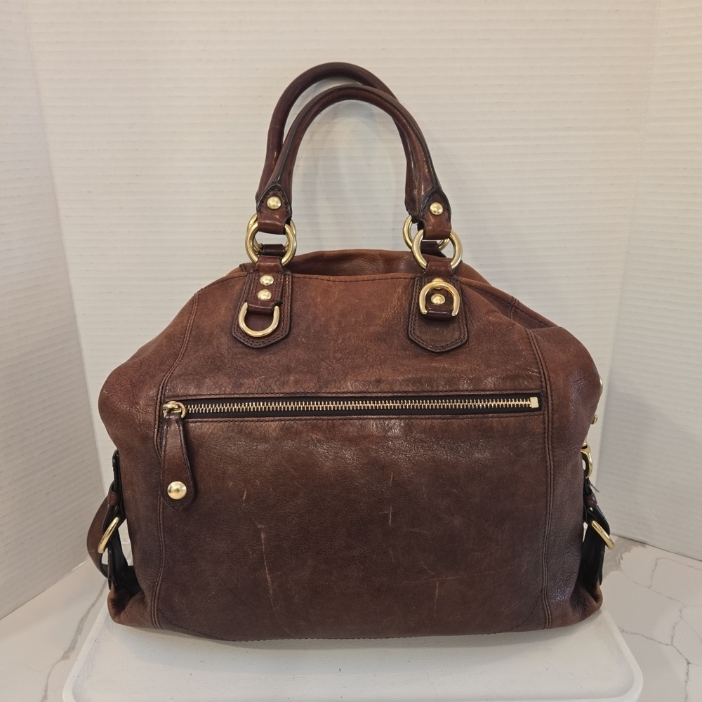VTG Coach Madison Claire Large Brown Leather Satchel Shoulder Bag 12935 - Picture 5 of 16